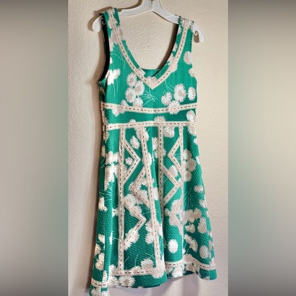 Maeve Anthropologie Emma Dandelion Print Fit Flare Dress Green 6 - Picture 2 of 9